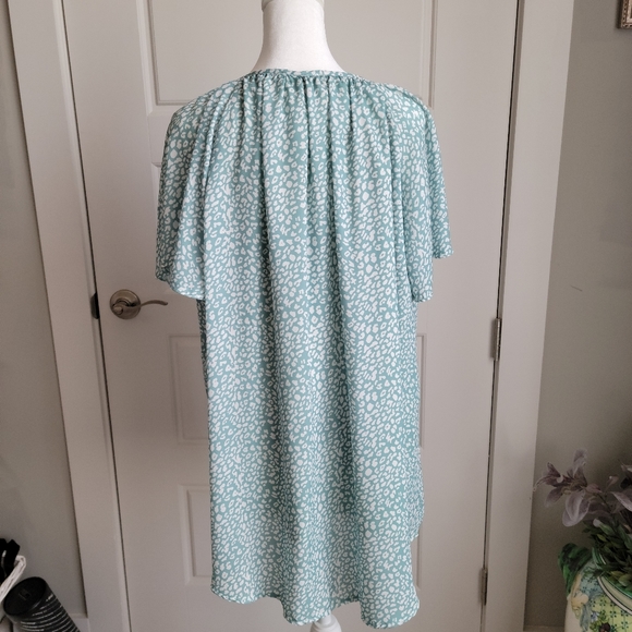 Ounaya Boho Style Tunic  Fully Lined Aqua Animal print Blouse/Top 2XL - Picture 3 of 7